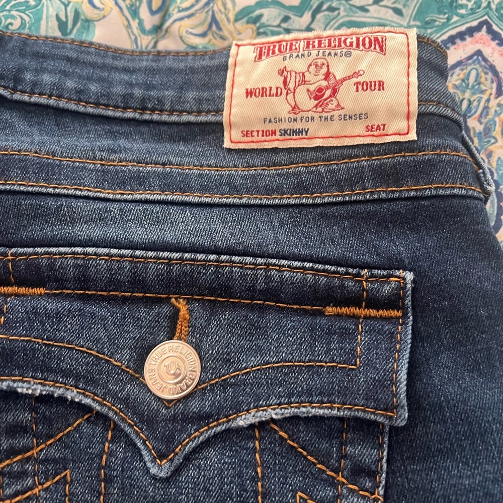 True Religion Dark Blue Distressed Jeans